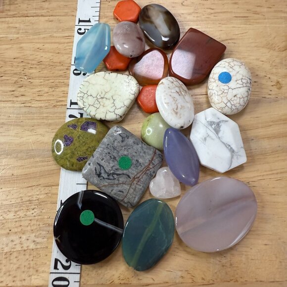 Mixed Gemstone Beads & Cabochons Crafting Lot 4.8 Oz Oval Hexagonal Shapes Polis - Picture 3 of 8